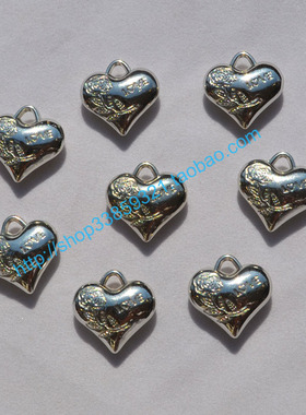 DIY饰品配件 CCB仿金属 20MM鸡心LOVE玫瑰花图案 挂件 3元20个