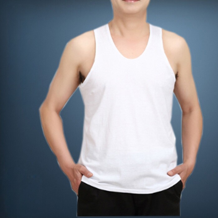 中老年汗背心全棉老头背心男士宽松背心老式背心白色纯棉跨栏背心