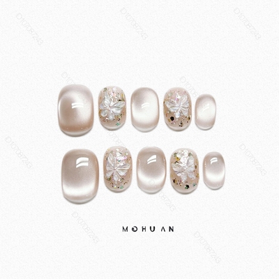 纯手工美甲猫眼蝴蝶穿戴甲