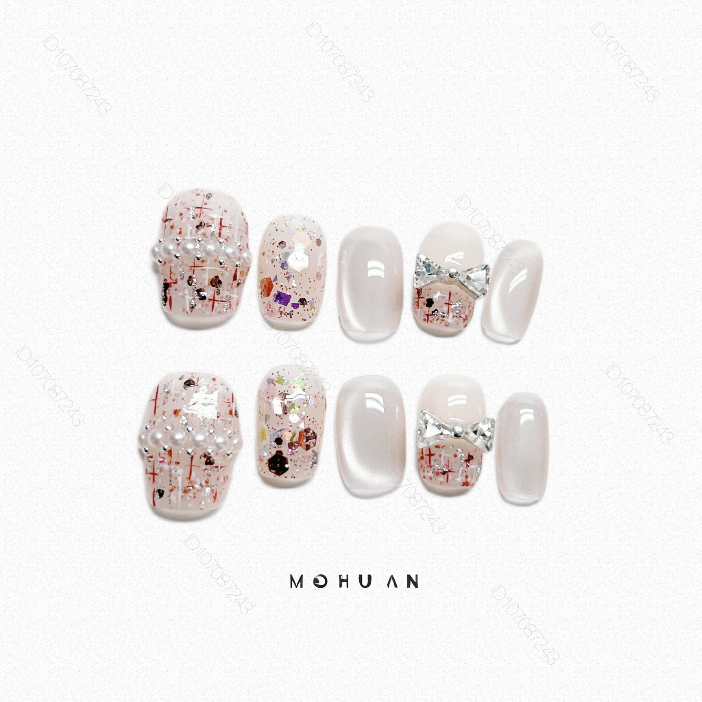 纯手工穿戴甲2026新款法式气质小香风短款高级轻奢感亮片美甲贴