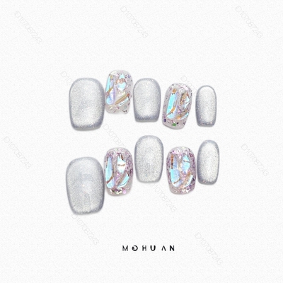 纯手工定制穿戴甲短款猫眼