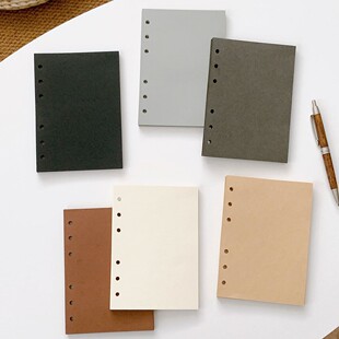 A6复古内页手账本便签活页替芯文艺咖啡色系彩色空白内芯