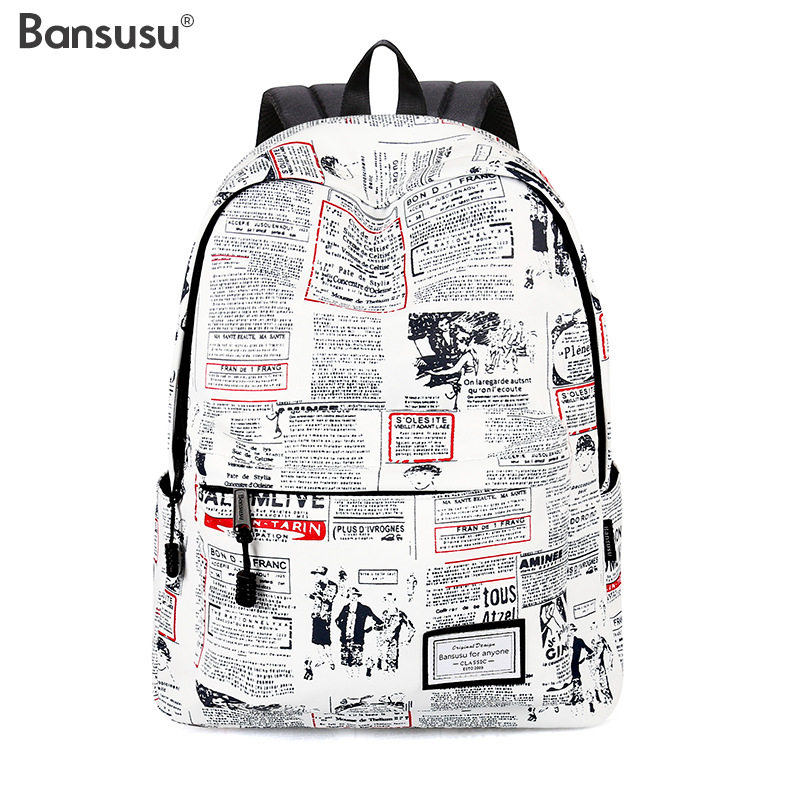 Bansusu欧美潮流双肩包女夏旅行包大容量背包学生书包中性防泼水