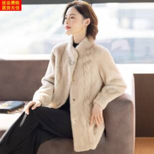 妈妈冬装外套中长款大衣2025新款洋气时尚中老年妇女士加厚上衣服