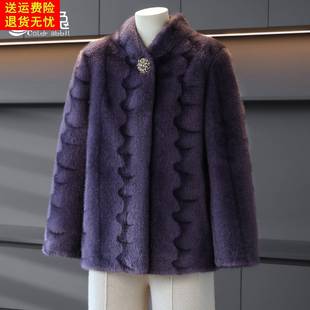 洋气妈妈秋冬装年轻外套2025新款高贵短款中老年水貂绒加厚外套女