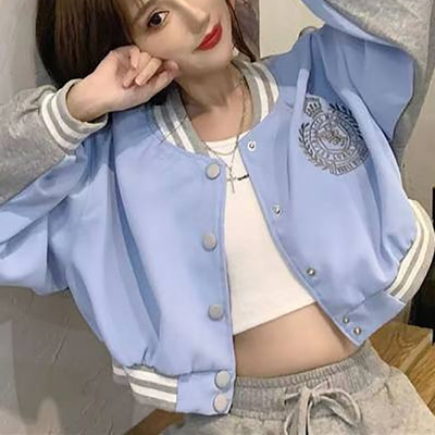 小清新外套女潮ins秋冬季新款上衣宽松小清新卫衣短款棒球服