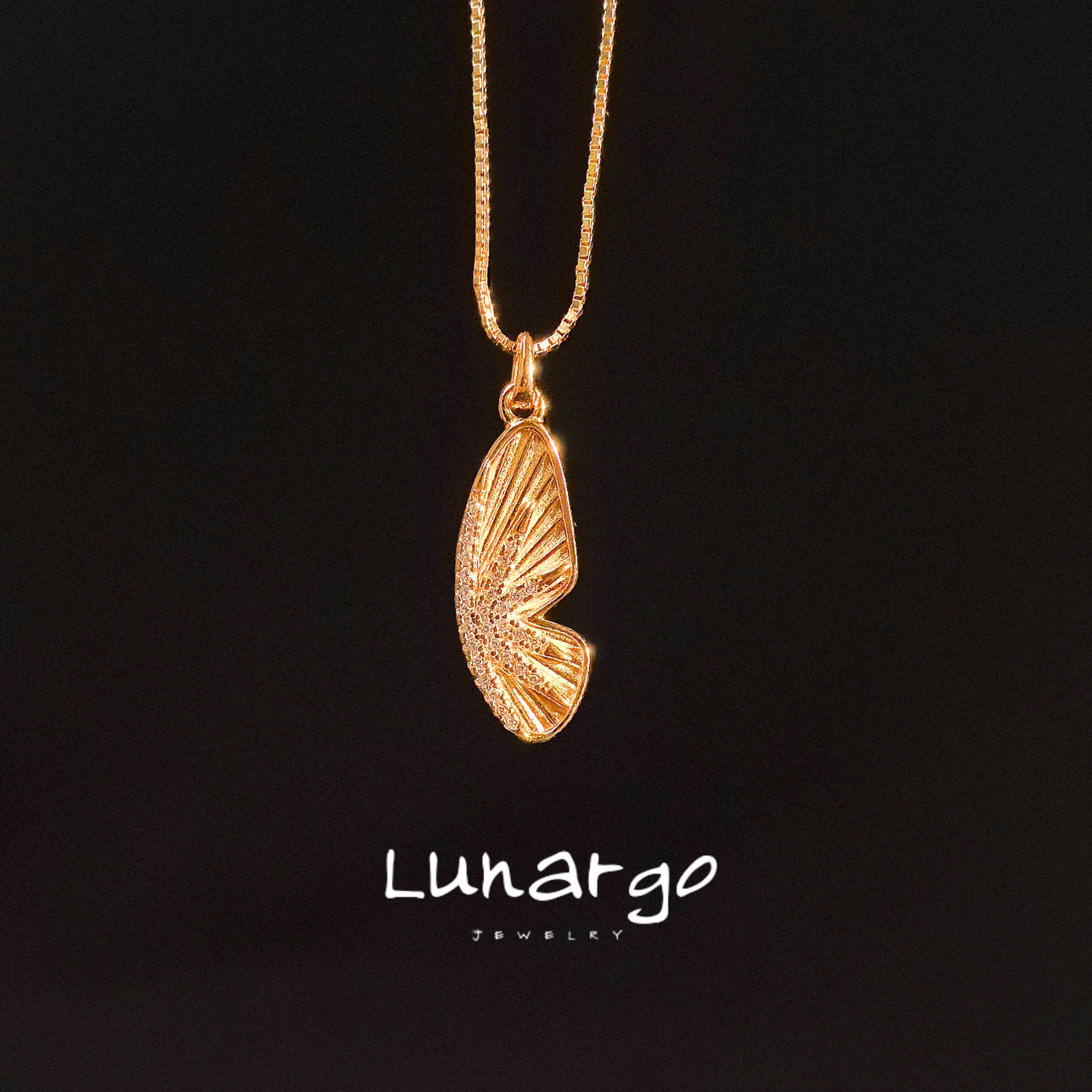 Lunargo澜歌925银镀金色蝴蝶项链