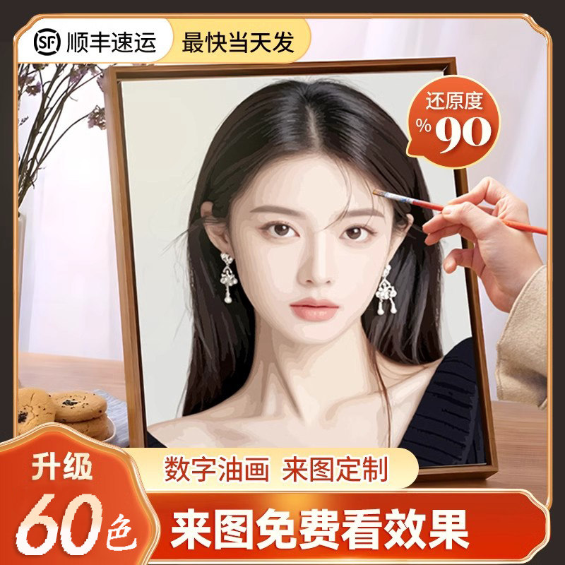 数字油画定制照片小尺寸人物来图定做diy填充自己涂手工画画礼物,家居饰品,DIY/数字油画,淘宝优惠券,粉丝福利购,淘宝优惠卷
