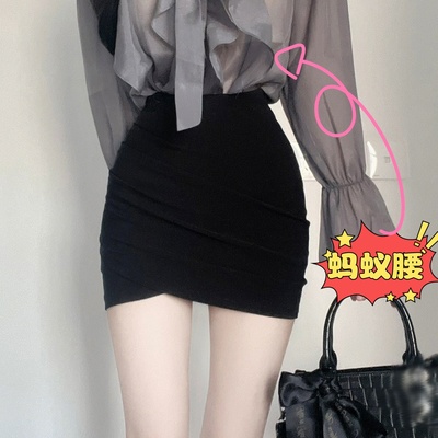 美式辣妹前开衩弹力半身裙包臀裙