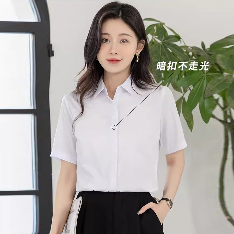 白衬衫女士短袖新款2025夏季衬衣