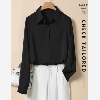 好看黑色秋冬季长袖衬衫