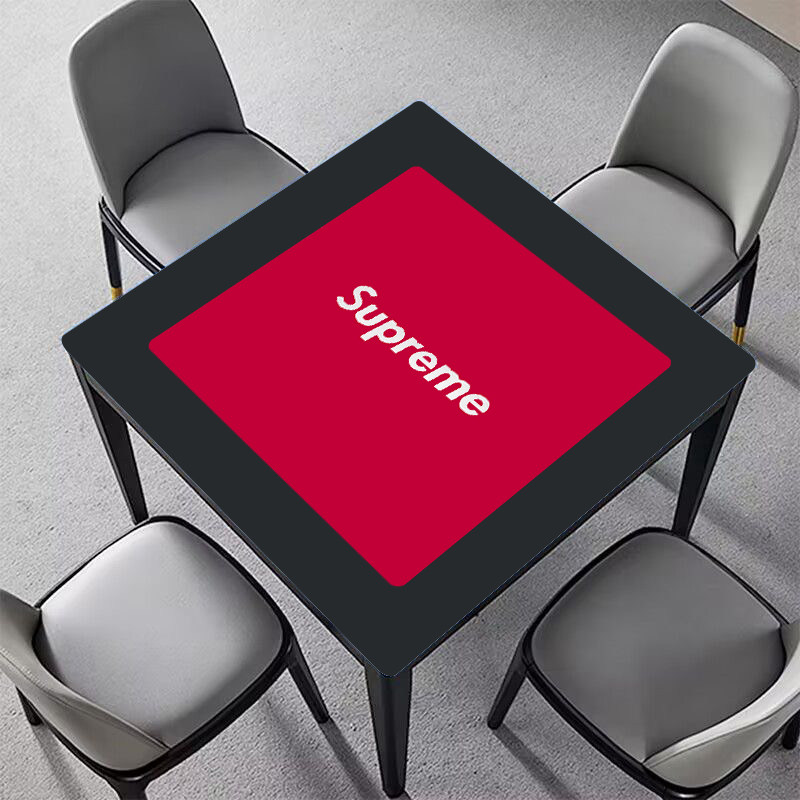 Supreme麻将桌布带兜垫子棋牌桌垫掼蛋扑克牌垫子加厚消音防滑