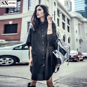 2019新款春款女装欧洲站欧货洋气时尚韩版港味港风长衬衫裙潮人馆