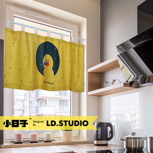 抹茶汉堡 防油晒咖啡遮光 北京定制定做 棉麻质感水洗 厨房短窗帘