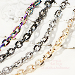 装 DIY配件链条 O形 6mm金属链 饰链条配件0.6CM方形材料链 浅金色