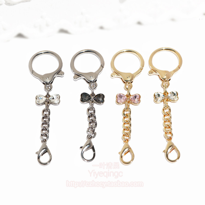 DIY蝴蝶结钻饰双扣短链 吊饰扣子玩偶金属链扣包挂配件毛球挂件扣,饰品/流行首饰/时尚饰品新,扣,淘宝优惠券,粉丝福利购,淘宝优惠卷