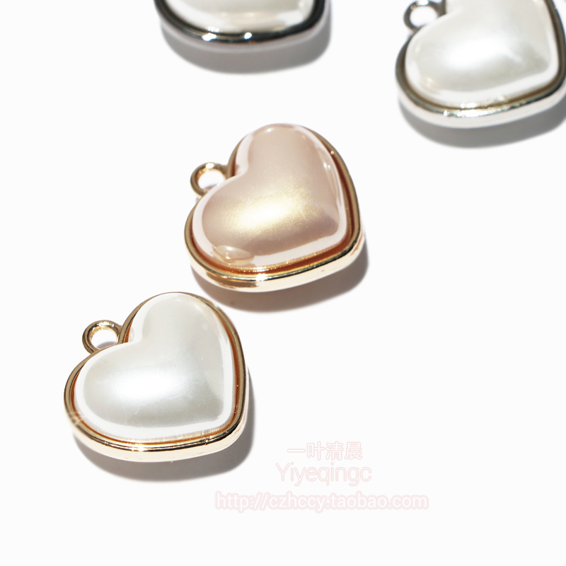 DIY高品质饰品配件合金配件单孔双面仿珍珠珠粉珍珠白 挂饰配件