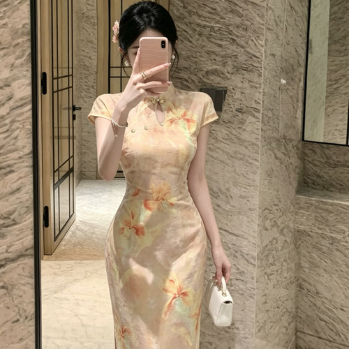 新中式国风改良旗袍女2026夏季新款高级感气质收腰显瘦长款连衣裙