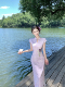 紫非花 国风复古紫色改良旗袍女夏刺绣开叉连衣裙 Mimo dk新中式
