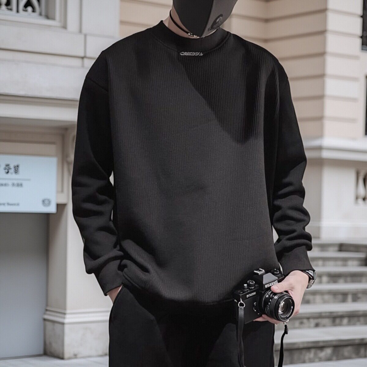 男士卫衣潮牌新年砖红色T恤长袖冬款圆领2024新款春秋季套头外套t