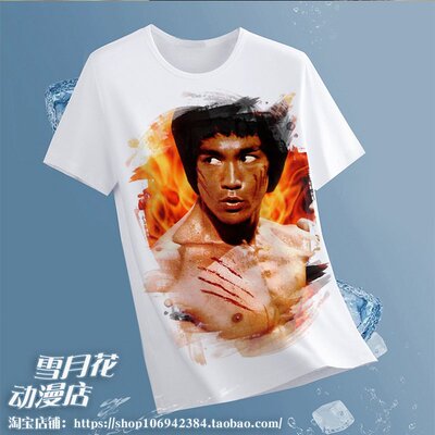 李小龙 中国功夫 周边短袖T恤体恤半袖衣服装服饰潮同款白色款