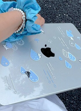 汪三岁原创「猫猫雨」镭射MacBook保护壳苹果笔记本2025款M4pro14寸16寸air13寸M1/M2/M3保护套配件