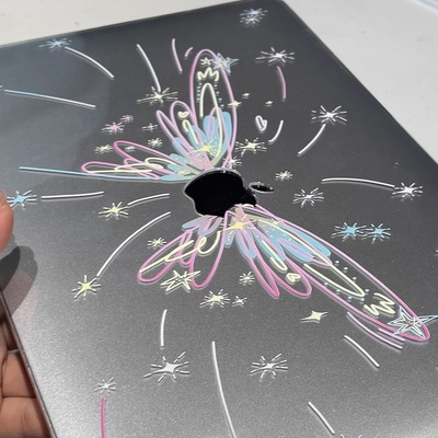 原创手绘烟花蝴蝶macbook保护壳