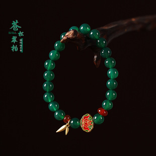 竹节绿玛瑙手串原创设计2025新款祥云气质手链古风国潮小众饰品女