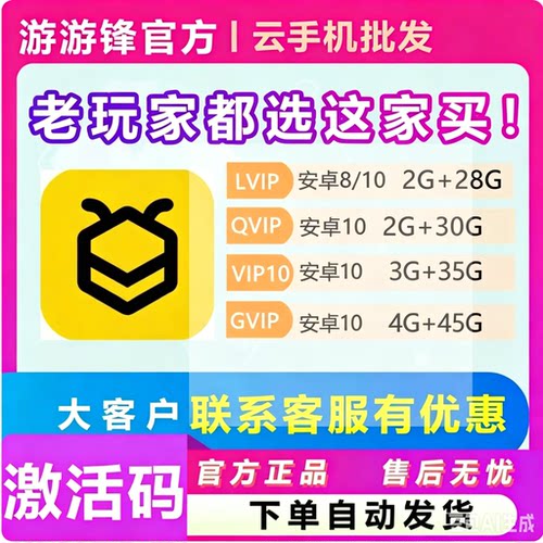 游游峰新增续费 游游蜂云手机月卡激活码 LVIP QVIP VIP GVIP月卡