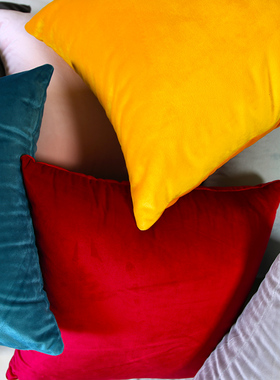 纯色抱枕客厅靠垫套简约北欧ins大靠枕抱枕天鹅绒面靠背垫蓝绿色