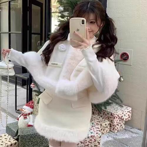 Underpass原创设计白色拼毛套装