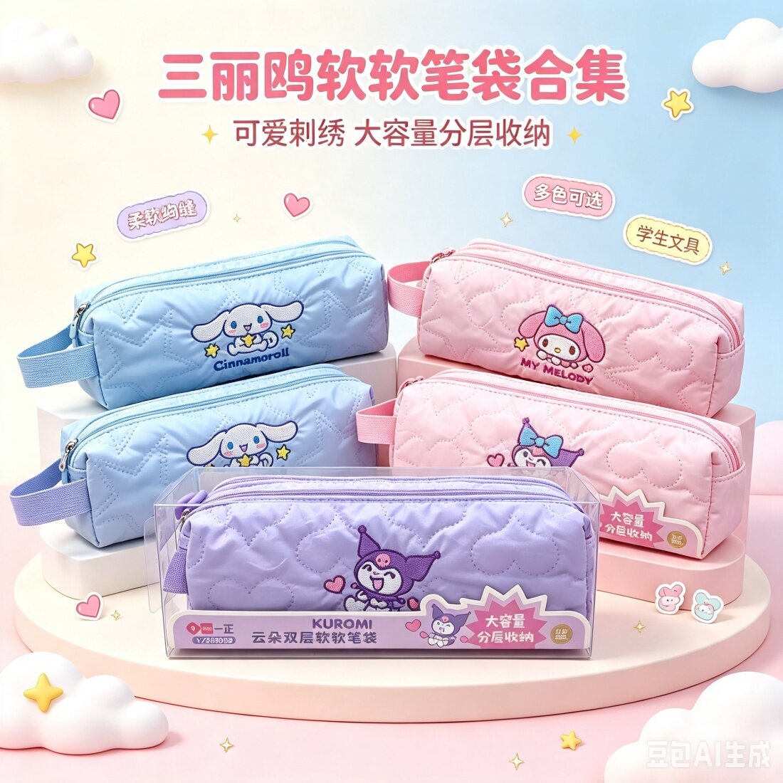 正版库洛米美乐蒂大容量笔袋