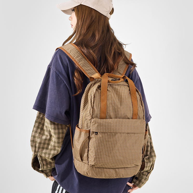 超轻便可折叠格子健身出差旅行包