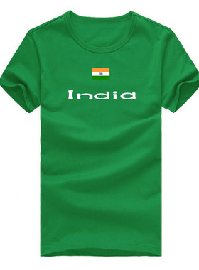 印度国旗T恤 India绿色短袖亲子文化衫 儿童男女时尚休闲可定制