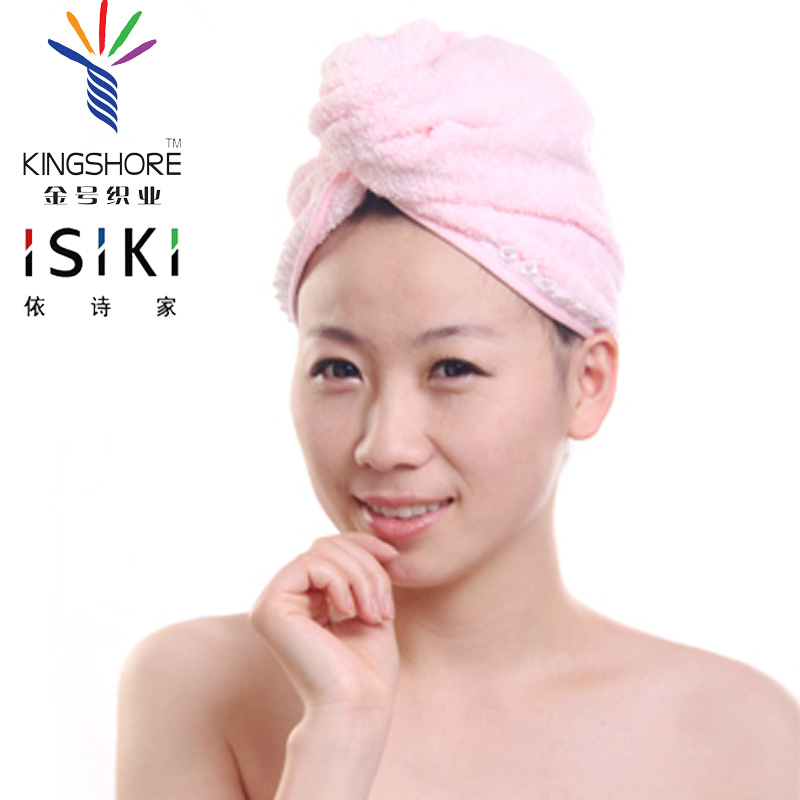 金号依诗家洗澡浴帽干发巾干发帽 素色蕾丝花边吸水柔软大红可选