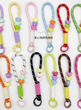5个彩色创意手机绳糖果色蝴蝶结钥匙扣包包挂饰弹簧扣diy饰品配件
