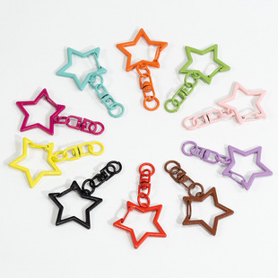 10个彩色五角星弹簧圈扣玩偶挂扣烤漆8字扣开口圈钥匙扣DIY配件