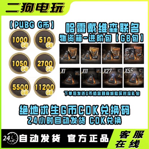 steam绝地求生PUBG哈雷戴维森联名G币物资箱吃鸡点卷CDK兑换码