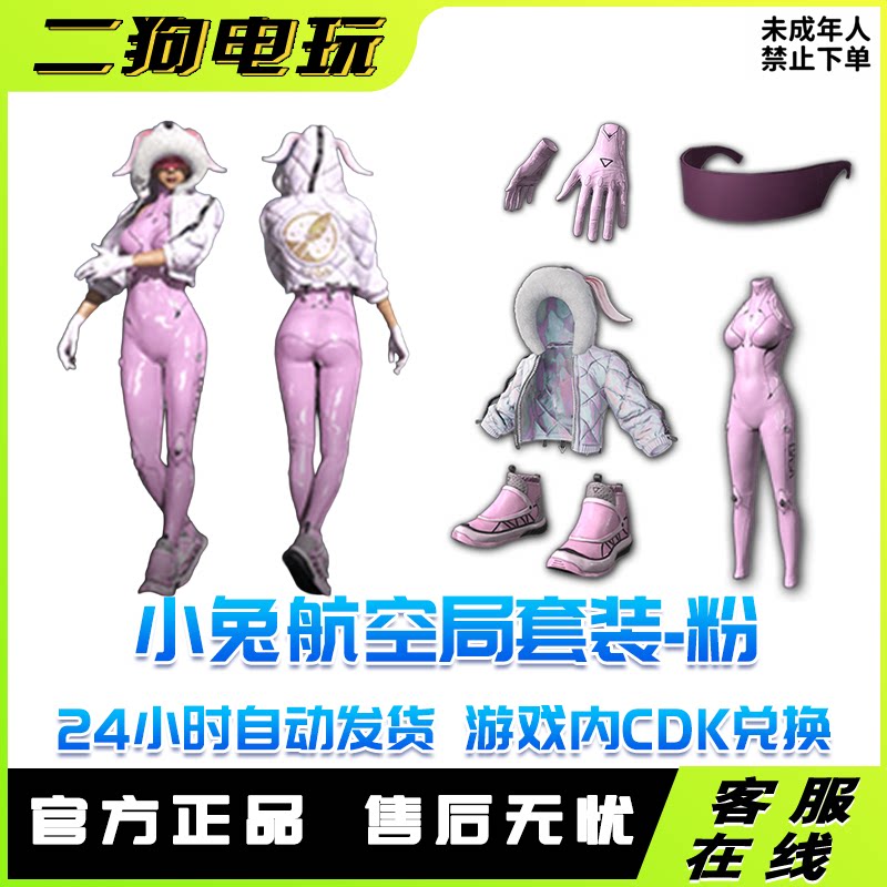 PUBG绝地求生小兔航空航天局连体衣套装兑换码CDK粉色套装眼罩图片