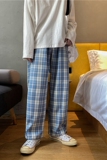 港风情侣格子运动休闲裤中性九分裤休闲裤宽松抽绳束脚灯笼裤，男装休闲裤，星座302B