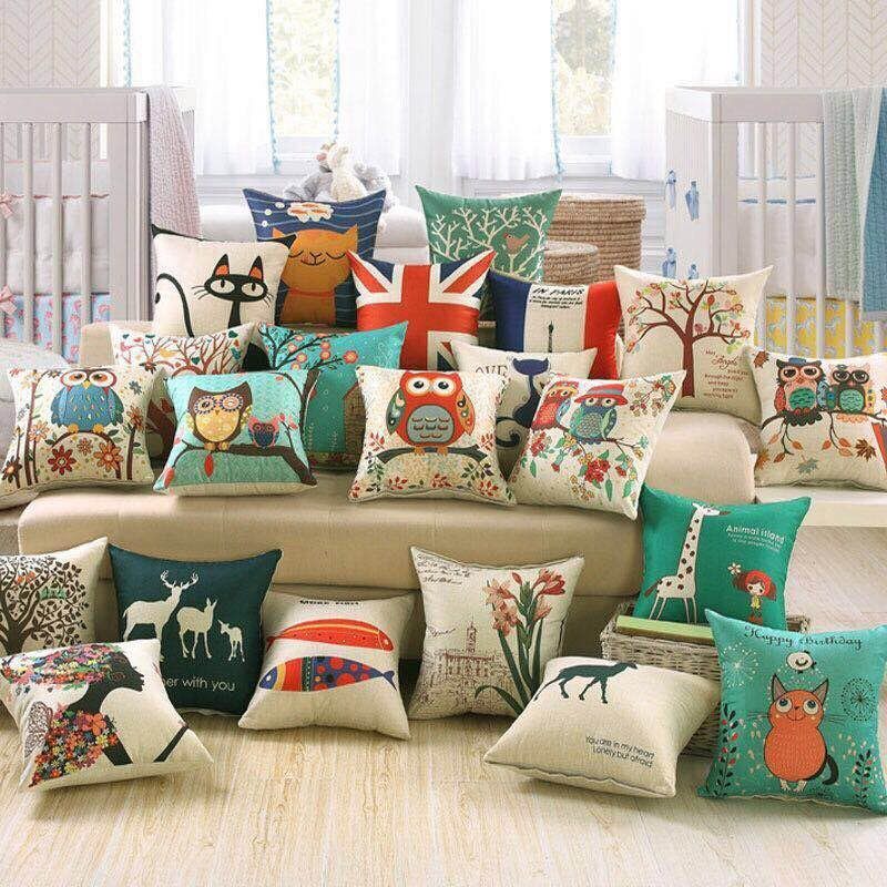 美式卡通棉麻亚麻靠垫抱枕套含芯45*45cm汽车沙发抱枕 可拆洗。|ruв категории домашний ткань, подушка/подушка - от Buy2taobao.com для оказания профессиональной услуги покупки агента Taobao