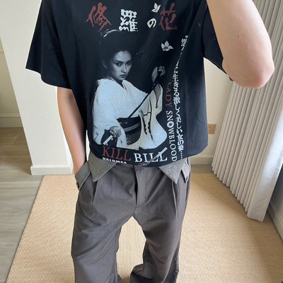 100%纯棉男士印花杀死比尔夏季男女短袖 数码直喷300g短袖宽松T恤