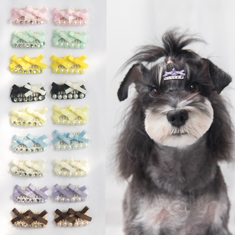 狗狗蝴蝶结碎发夹bb夹子发卡梳夹雪纳瑞马尔济斯约克夏宠物头饰品