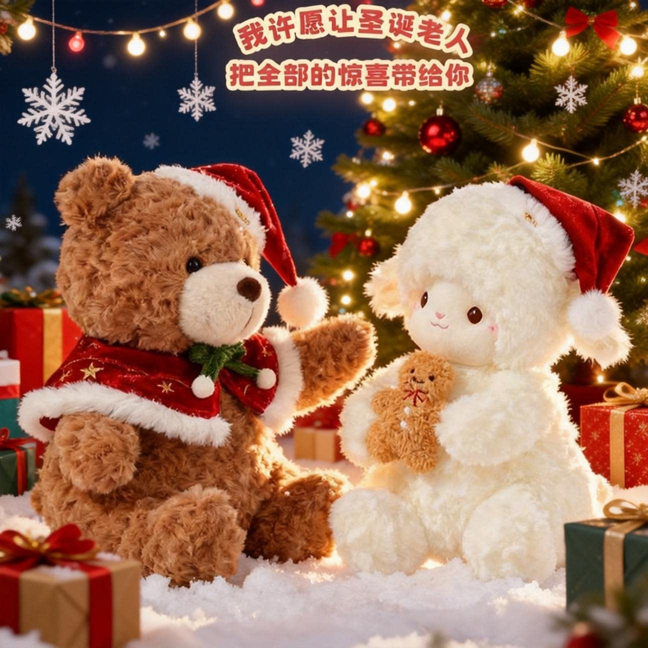 2026网红新款爆款圣诞树小羊玩偶小熊毛绒玩具儿童可爱流行公仔