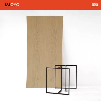 屋有WOYO丨诧寂灰丨北美白蜡木原木实木大板桌餐桌书桌大地色灰色