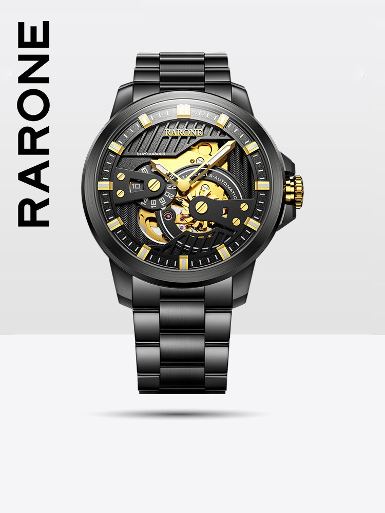 rarone雷诺狼人杀联名机械手表男款镂空夜光时尚潮流防水男士腕表
