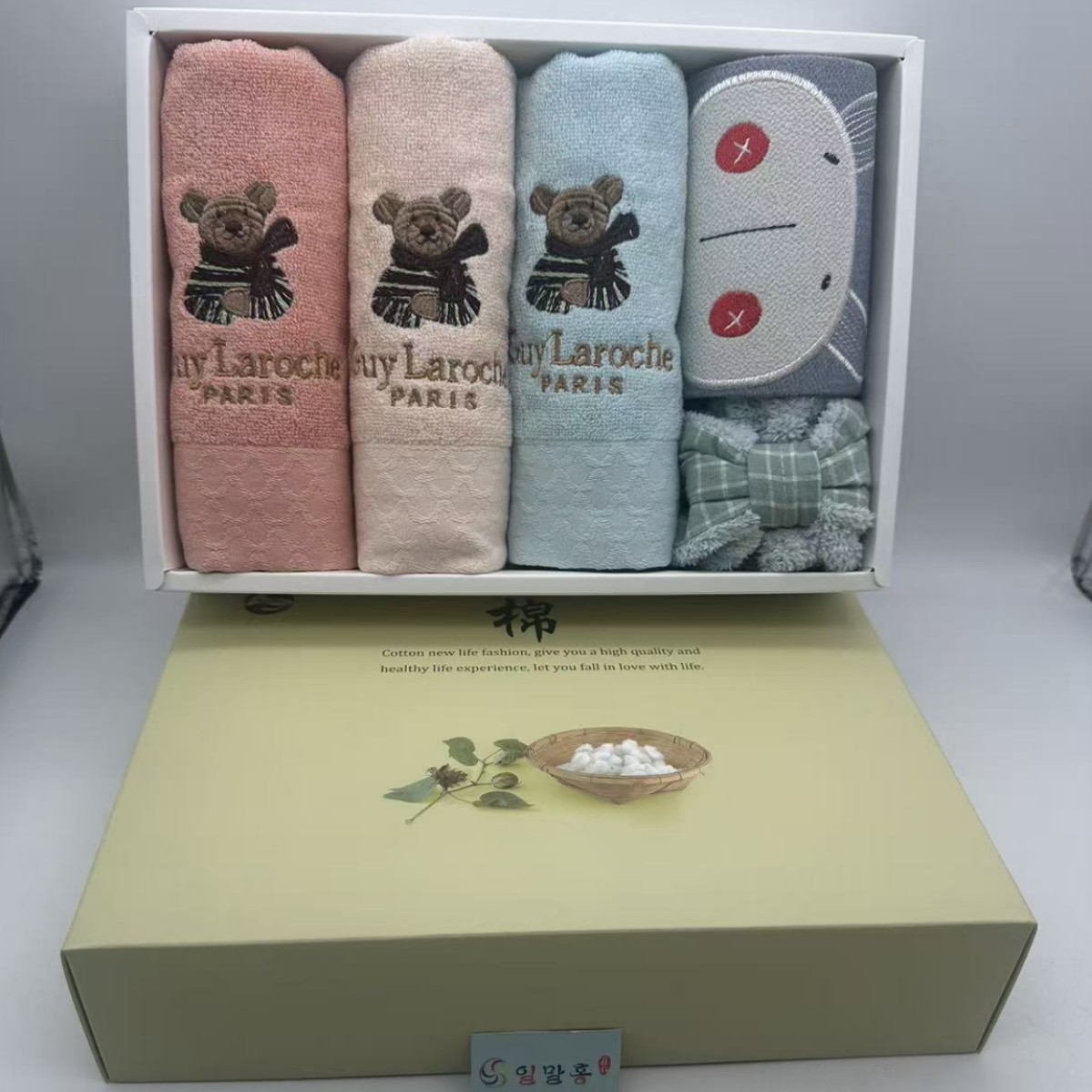 韩国进口 吸水加厚加大纯棉小熊毛巾礼盒伴手礼团购礼品柔软亲肤