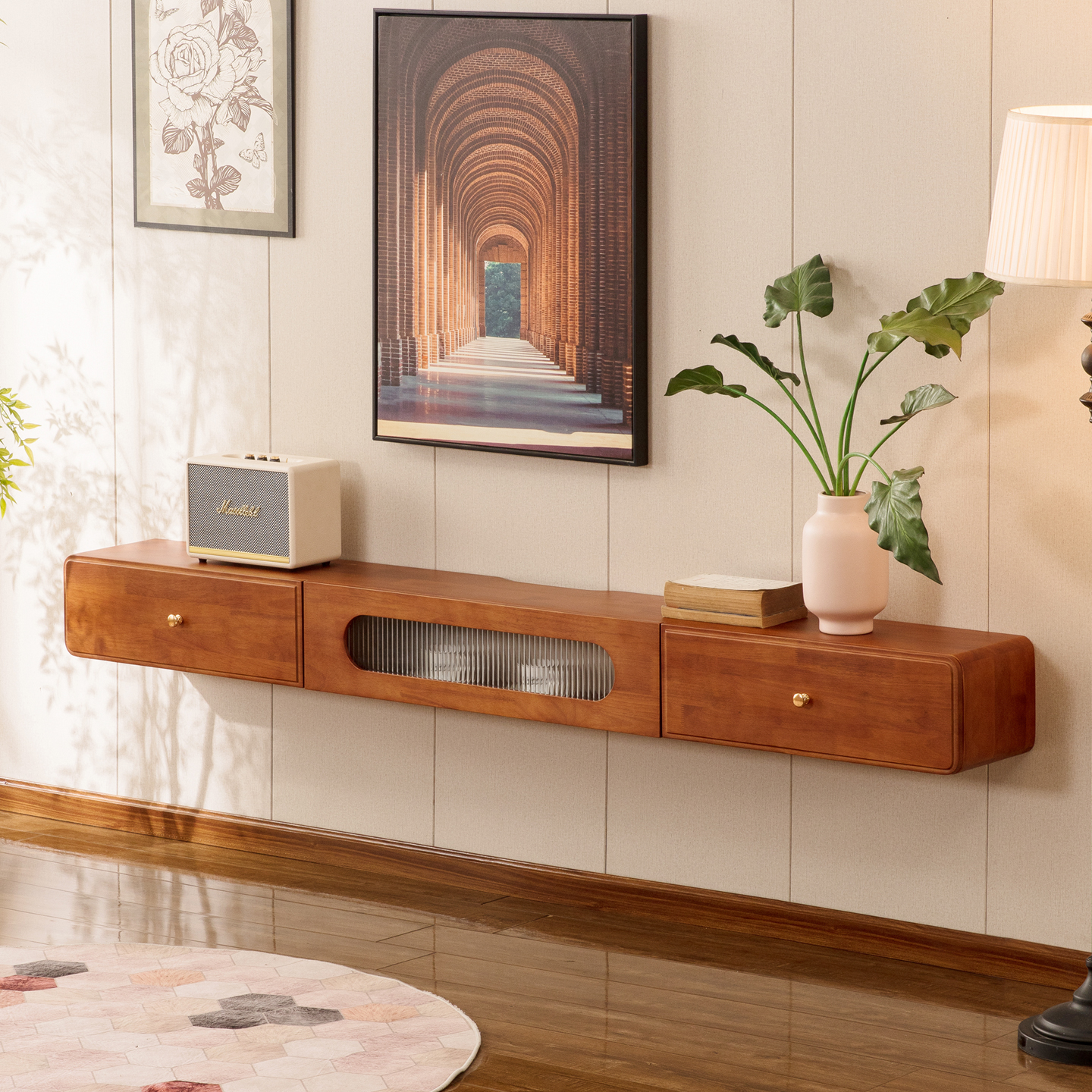 中古实木悬空电视柜壁挂电视机柜