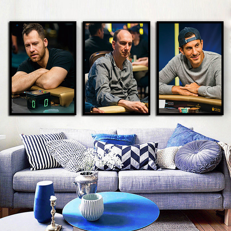 德州扑克大师明星棋牌室装饰画背景墙壁画赌场休闲会所挂画可定做