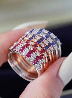 小巧简约排钻戒指女彩钻锆石轻奢网红闺蜜礼物食指环轻奢抖音